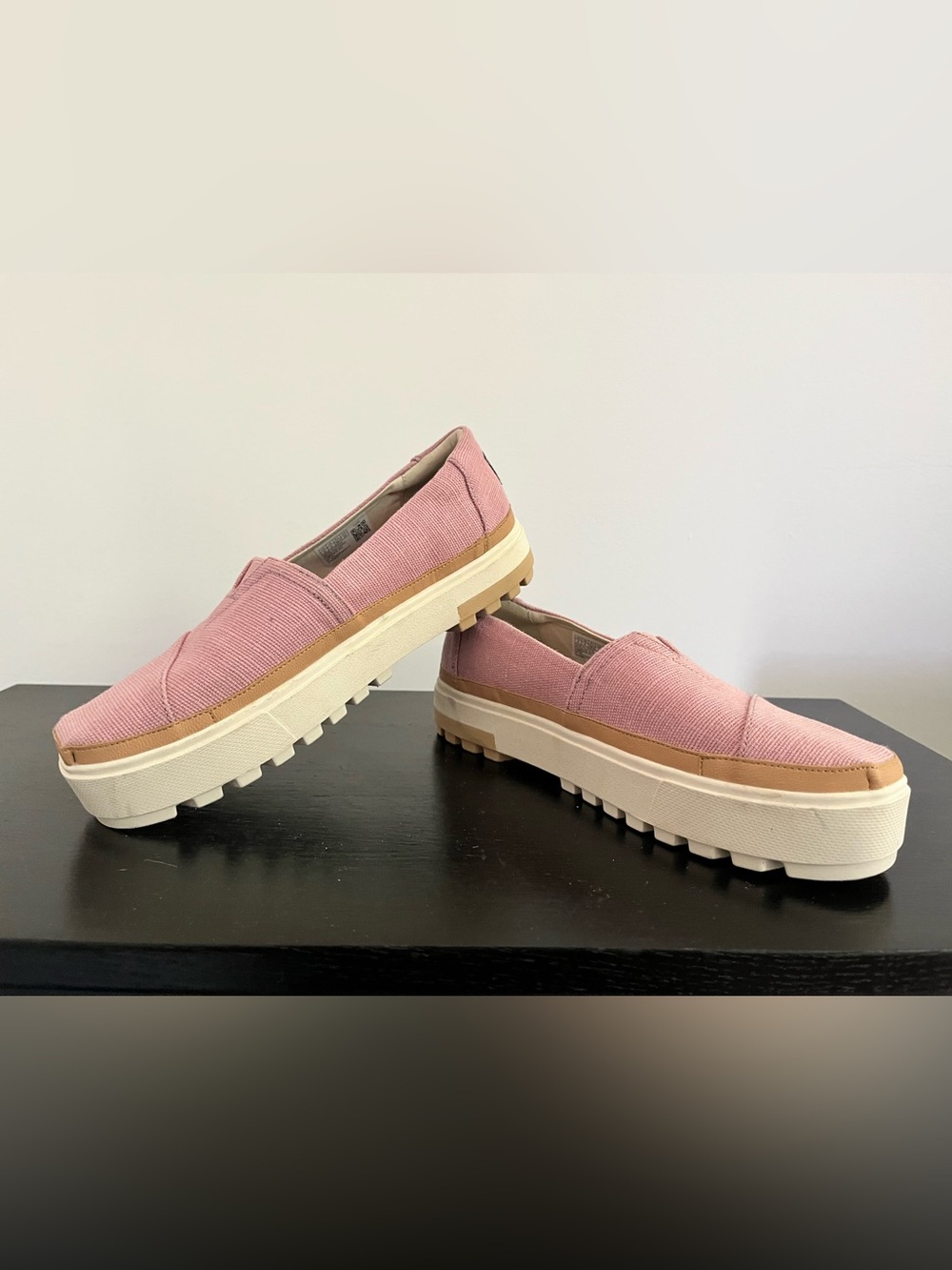 TOMS Earthwise Platform Slip-On Shoes Pink Canvas Women’s Size 8 - Picture 5 of 7